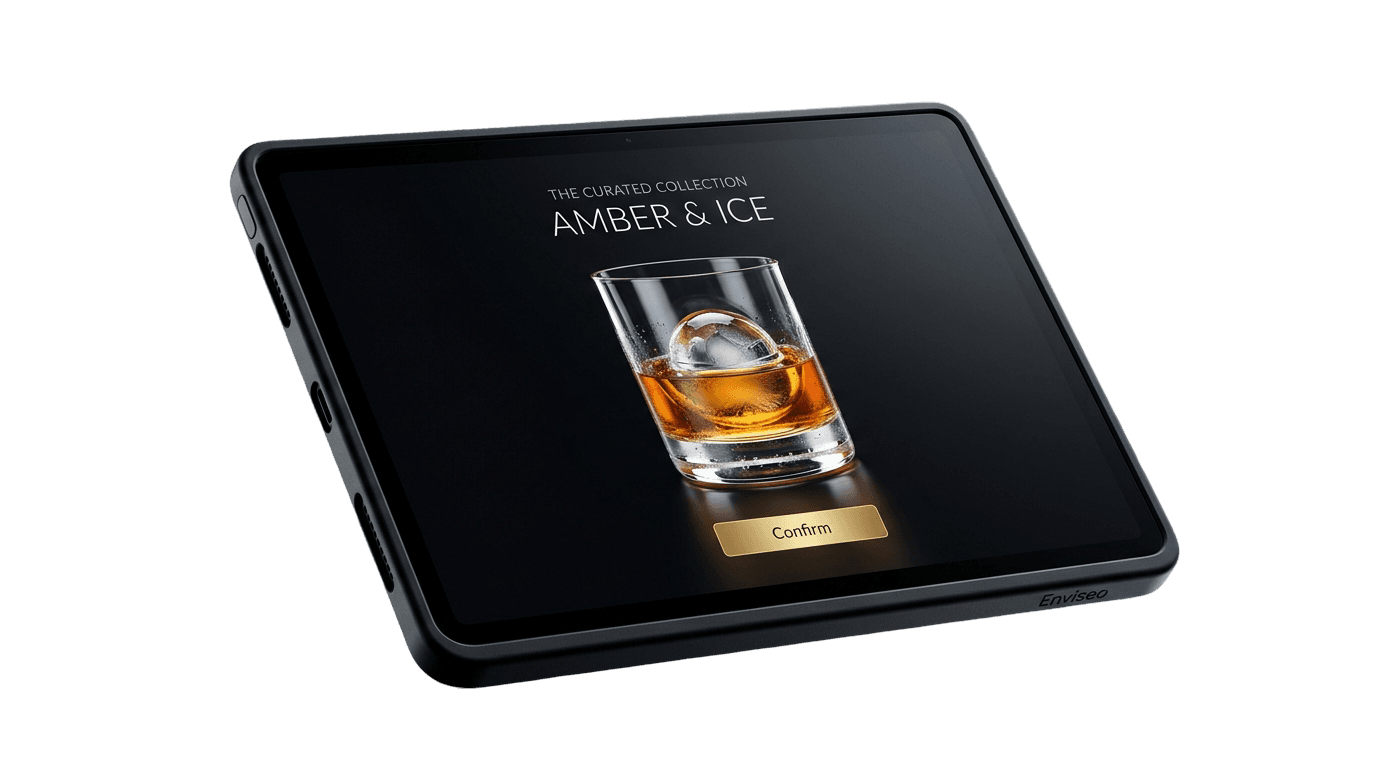 Tablet interface representing a single-tap experience